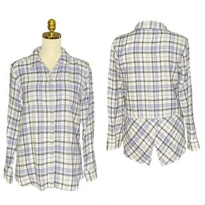 ANTHROPOLOGIE SPLENDID | Hunter Split Back Plaid Button Up Shirt Size Small